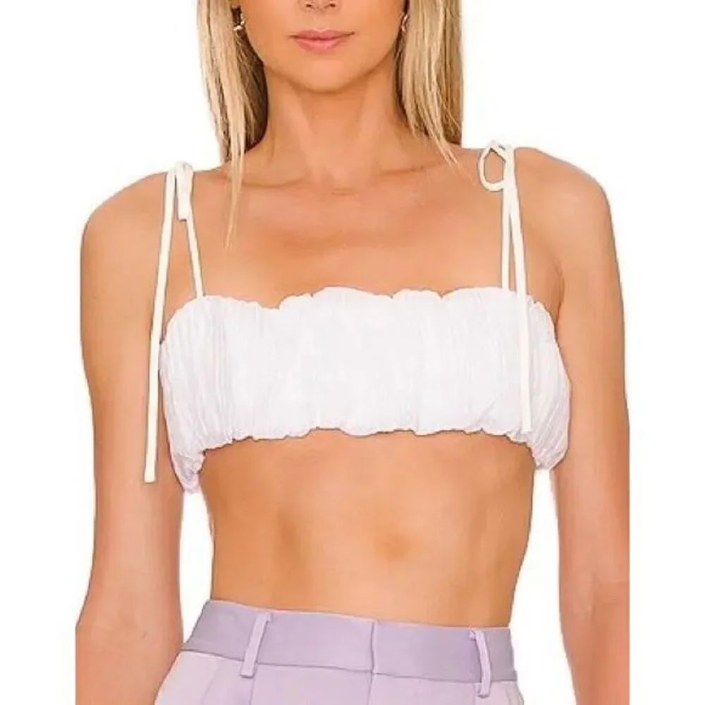 Lovers + Friends White Bubble Crop Top Small Women